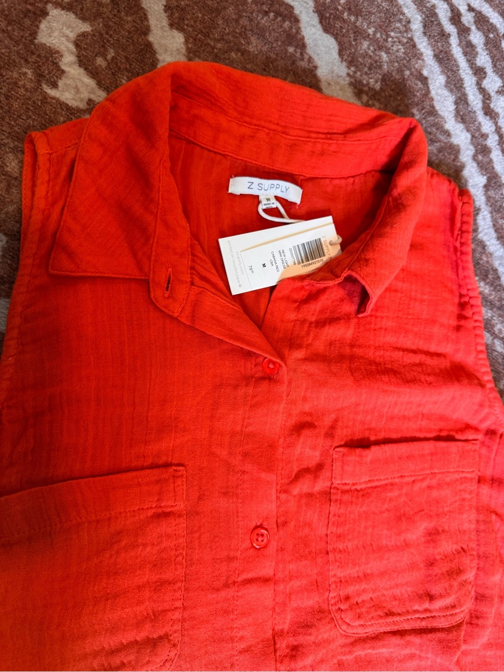 Z Supply red cotton gauze tank shirt dress size medium new with tags - Picture 3 of 9